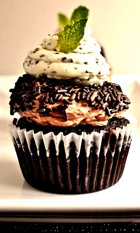 Milk Chocolate Cupcakes with Mint and Chocolate Buttercream