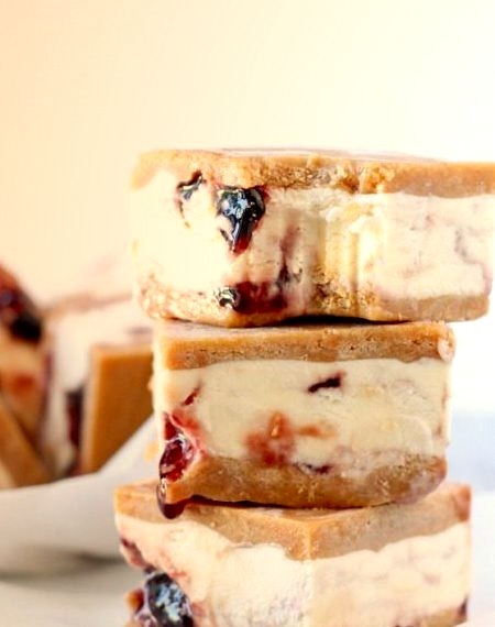 Peanut Butter & Jelly Ice Cream Sandwiches Perpetually Hungry