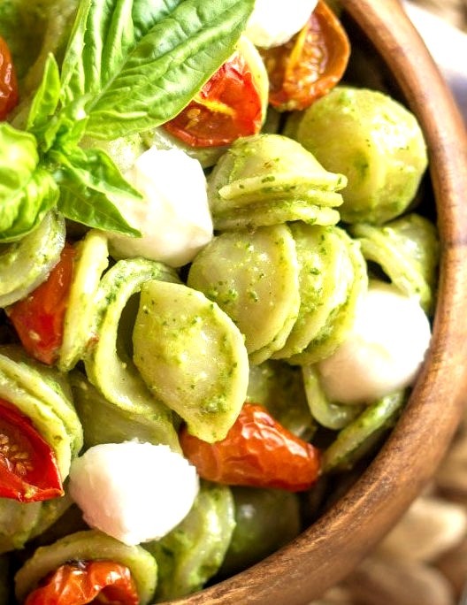 Orecchiette with Pesto and Oven Roasted Tomatoes
